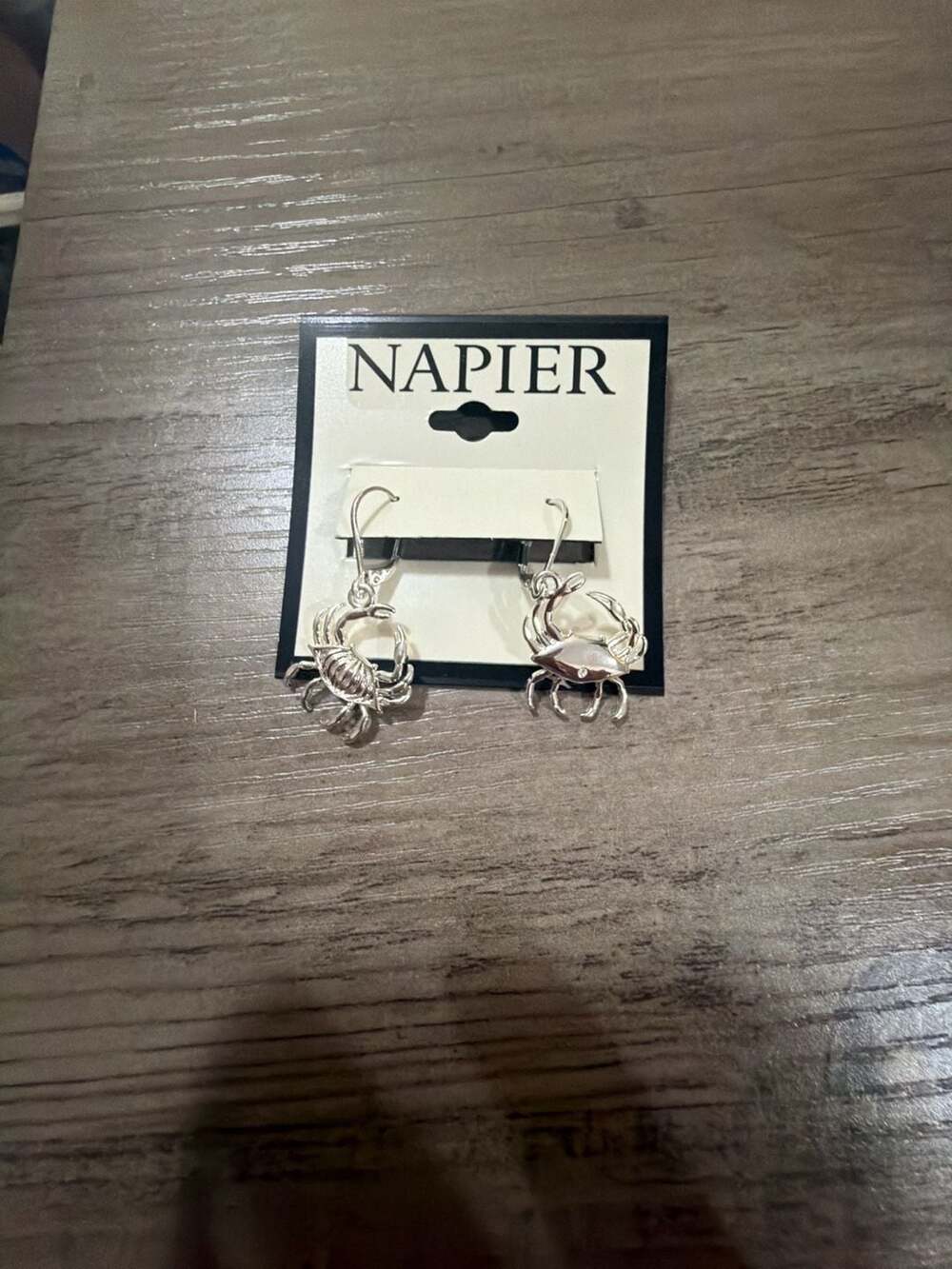 Napier Silver Tone Crab Drop Earrings